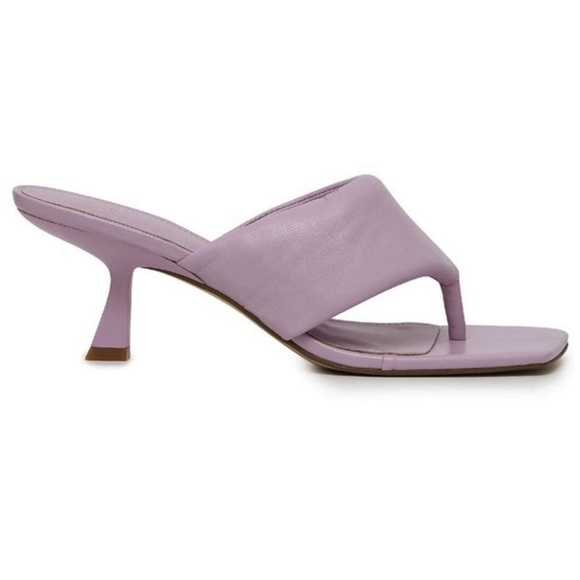 NEW Marc Fisher Cici Kitten Heel Square Toe Sandal Purple Lavender Leather 8.5 - Picture 2 of 4